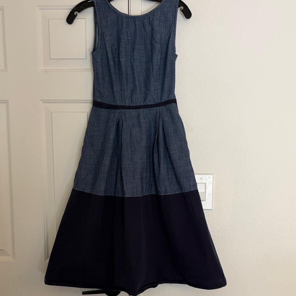 eShakti Two-Tone Chambray Sleeveless Dress